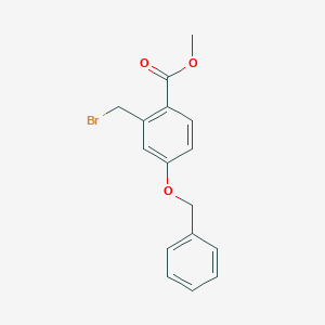 molecular formula C16H15BrO3 B14864103 Methyl 4-(benzyloxy)-2-(bromomethyl)benzoate CAS No. 1260666-74-7