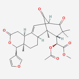 molecular formula C29H34O9 B14864263 methyl (2S)-2-acetyloxy-2-[(1R,2S,5R,6R,10S,13R,16S)-6-(furan-3-yl)-1,5,15,15-tetramethyl-8,14,17-trioxo-7-oxatetracyclo[11.3.1.02,11.05,10]heptadec-11-en-16-yl]acetate 