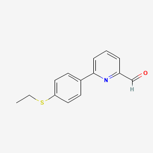 molecular formula C14H13NOS B14864691 6-(4-(Ethylthio)phenyl)picolinaldehyde 