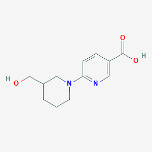 molecular formula C12H16N2O3 B1486577 6-[3-(Hydroxymethyl)piperidin-1-yl]pyridine-3-carboxylic acid CAS No. 1156249-64-7