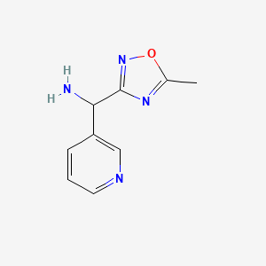 molecular formula C9H10N4O B1486585 (5-Methyl-1,2,4-oxadiazol-3-yl)(pyridin-3-yl)methanamine CAS No. 1154388-22-3