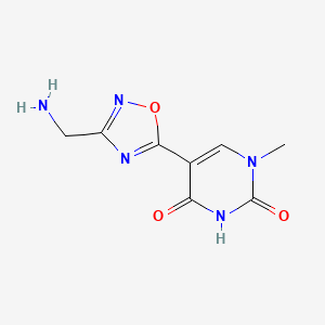 molecular formula C8H9N5O3 B14866077 5-(3-(aminomethyl)-1,2,4-oxadiazol-5-yl)-1-methylpyrimidine-2,4(1H,3H)-dione 