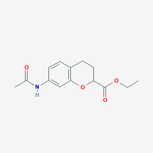 molecular formula C14H17NO4 B14866179 Ethyl 7-(acetylamino)chromane-2-carboxylate 