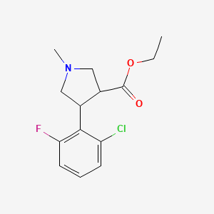 molecular formula C14H17ClFNO2 B14866310 Ethyl 4-(2-chloro-6-fluorophenyl)-1-methylpyrrolidine-3-carboxylate 