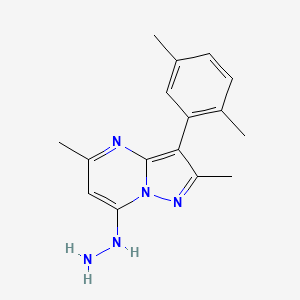 molecular formula C16H19N5 B1486649 3-(2,5-Dimethylphenyl)-7-hydrazino-2,5-dimethylpyrazolo[1,5-a]pyrimidine CAS No. 1204298-40-7
