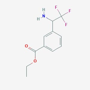 molecular formula C11H12F3NO2 B14866974 Ethyl 3-(1-amino-2,2,2-trifluoroethyl)benzoate 