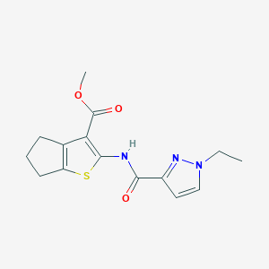 molecular formula C15H17N3O3S B14867277 methyl 2-{[(1-ethyl-1H-pyrazol-3-yl)carbonyl]amino}-5,6-dihydro-4H-cyclopenta[b]thiophene-3-carboxylate 