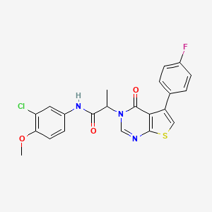 molecular formula C22H17ClFN3O3S B14867343 N-(3-chloro-4-methoxyphenyl)-2-(5-(4-fluorophenyl)-4-oxothieno[2,3-d]pyrimidin-3(4H)-yl)propanamide 