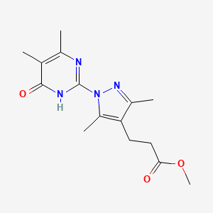 molecular formula C15H20N4O3 B1486737 methyl 3-[1-(4,5-dimethyl-6-oxo-1,6-dihydropyrimidin-2-yl)-3,5-dimethyl-1H-pyrazol-4-yl]propanoate CAS No. 1172006-95-9
