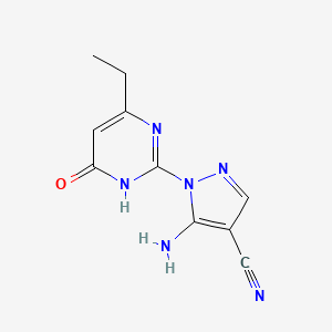 molecular formula C10H10N6O B1486744 5-amino-1-(4-ethyl-6-oxo-1H-pyrimidin-2-yl)pyrazole-4-carbonitrile CAS No. 1176514-70-7