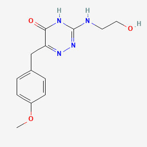 molecular formula C13H16N4O3 B14867770 3-((2-hydroxyethyl)amino)-6-(4-methoxybenzyl)-1,2,4-triazin-5(4H)-one 