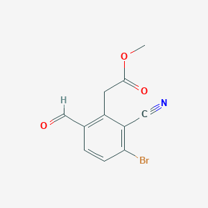 molecular formula C11H8BrNO3 B1486864 Methyl 3-bromo-2-cyano-6-formylphenylacetate CAS No. 1806063-06-8