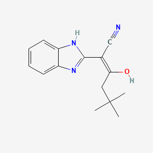 molecular formula C15H17N3O B14869945 2-(1H-benzo[d]imidazol-2(3H)-ylidene)-5,5-dimethyl-3-oxohexanenitrile 