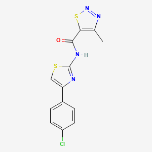molecular formula C13H9ClN4OS2 B14870948 N-(4-(4-chlorophenyl)thiazol-2-yl)-4-methyl-1,2,3-thiadiazole-5-carboxamide 