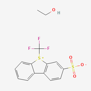 molecular formula C15H13F3O4S2 B14871511 S-(Trifluoromethyl)dibenzothiophenium-3-sulfonate ethanolate 