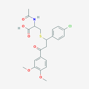molecular formula C22H24ClNO6S B14871648 N-acetyl-S-[1-(4-chlorophenyl)-3-(3,4-dimethoxyphenyl)-3-oxopropyl]cysteine 