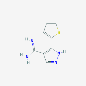 molecular formula C8H8N4S B1487166 3-(thiophen-2-yl)-1H-pyrazole-4-carboximidamide CAS No. 2097971-38-3