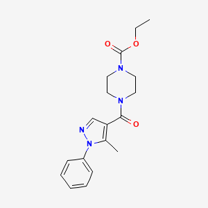 molecular formula C18H22N4O3 B14871794 ethyl 4-(5-methyl-1-phenyl-1H-pyrazole-4-carbonyl)piperazine-1-carboxylate 
