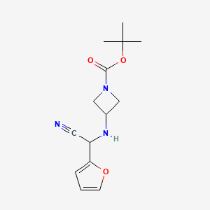 molecular formula C14H19N3O3 B14872034 Tert-butyl 3-((cyano(furan-2-yl)methyl)amino)azetidine-1-carboxylate 