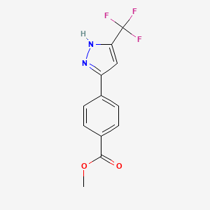 molecular formula C12H9F3N2O2 B1487220 4-(5-Trifluoromethyl-2H-pyrazol-3-yl)-benzoic acid methyl ester CAS No. 1428143-51-4