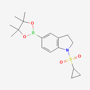molecular formula C17H24BNO4S B1487227 1-Cyclopropanesulfonyl-5-(4,4,5,5-tetramethyl-[1,3,2]dioxaborolan-2-yl)-2,3-dihydro-1H-indole CAS No. 2246412-08-6