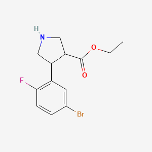 molecular formula C13H15BrFNO2 B14872359 Ethyl 4-(5-bromo-2-fluorophenyl)pyrrolidine-3-carboxylate 