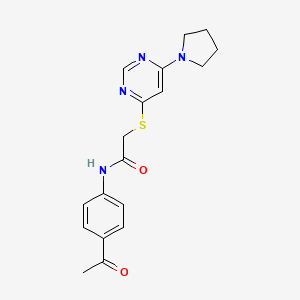 molecular formula C18H20N4O2S B14872375 N-(4-acetylphenyl)-2-((6-(pyrrolidin-1-yl)pyrimidin-4-yl)thio)acetamide 