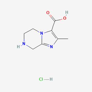 molecular formula C8H12ClN3O2 B1487317 2-Methyl-5,6,7,8-tetrahydroimidazo[1,2-a]pyrazine-3-carboxylic acid hydrochloride CAS No. 2205503-49-5