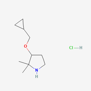 molecular formula C10H20ClNO B1487322 3-(Cyclopropylmethoxy)-2,2-dimethylpyrrolidine hydrochloride CAS No. 2206822-06-0
