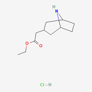 molecular formula C11H20ClNO2 B14873278 Ethyl 2-{8-azabicyclo[3.2.1]octan-3-yl}acetate hydrochloride 