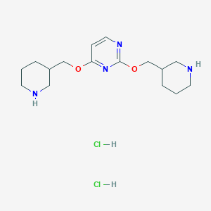 molecular formula C16H28Cl2N4O2 B1487329 2-(3-Piperidinylmethoxy)-4-pyrimidinyl 3-piperidinylmethyl ether dihydrochloride CAS No. 2203070-34-0
