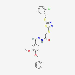 molecular formula C26H23ClN4O3S3 B14873306 N'-{(Z)-[4-(benzyloxy)-3-methoxyphenyl]methylidene}-2-({5-[(2-chlorobenzyl)sulfanyl]-1,3,4-thiadiazol-2-yl}sulfanyl)acetohydrazide 