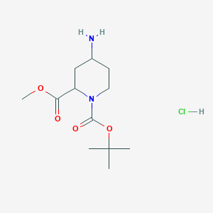 molecular formula C12H23ClN2O4 B1487349 1-(tert-Butyl) 2-methyl 4-amino-1,2-piperidinedicarboxylate hydrochloride CAS No. 2197413-62-8