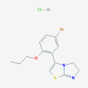 molecular formula C14H16BrClN2OS B148736 Imidazo(2,1-b)thiazole, 5,6-dihydro-3-(5-bromo-2-propoxyphenyl)-, monohydrochloride CAS No. 130623-64-2