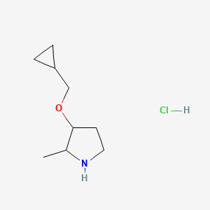 molecular formula C9H18ClNO B1487372 3-(Cyclopropylmethoxy)-2-methylpyrrolidine hydrochloride CAS No. 2204562-08-1