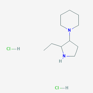 molecular formula C11H24Cl2N2 B1487386 1-(2-Ethyl-3-pyrrolidinyl)piperidine dihydrochloride CAS No. 2206822-12-8