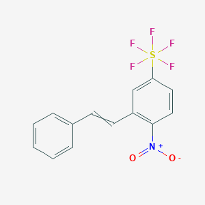 molecular formula C14H10F5NO2S B14874158 Pentafluoro-[4-nitro-3-(2-phenylethenyl)phenyl]-lambda6-sulfane 