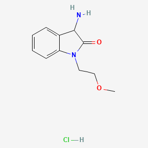 molecular formula C11H15ClN2O2 B1487416 3-Amino-1-(2-methoxyethyl)-1,3-dihydro-2H-indol-2-one hydrochloride CAS No. 2168644-23-1