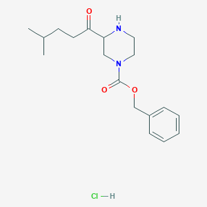 molecular formula C18H27ClN2O3 B1487434 Benzyl 3-(4-methylpentanoyl)-1-piperazinecarboxylate hydrochloride CAS No. 2208785-96-8