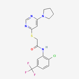 molecular formula C17H16ClF3N4OS B14874584 N-(2-chloro-5-(trifluoromethyl)phenyl)-2-((6-(pyrrolidin-1-yl)pyrimidin-4-yl)thio)acetamide 