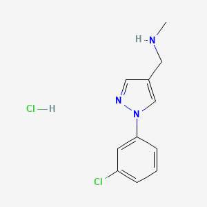 molecular formula C11H13Cl2N3 B1487460 {[1-(3-chlorophenyl)-1H-pyrazol-4-yl]methyl}(methyl)amine hydrochloride CAS No. 1208518-95-9