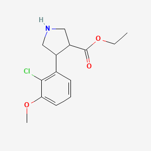 molecular formula C14H18ClNO3 B14874640 Ethyl 4-(2-chloro-3-methoxyphenyl)pyrrolidine-3-carboxylate 