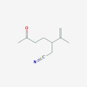 molecular formula C10H15NO B148747 6-Oxo-3-prop-1-en-2-ylheptanenitrile CAS No. 131447-88-6