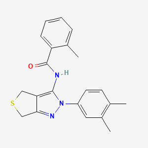 molecular formula C21H21N3OS B14874767 N-(2-(3,4-dimethylphenyl)-4,6-dihydro-2H-thieno[3,4-c]pyrazol-3-yl)-2-methylbenzamide 