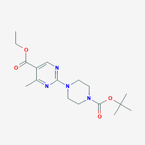 B1487488 Ethyl 2-(4-(tert-butoxycarbonyl)piperazin-1-YL)-4-methylpyrimidine-5-carboxylate CAS No. 1150163-72-6