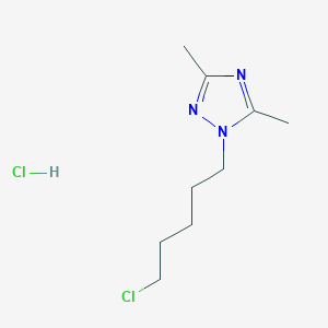 molecular formula C9H17Cl2N3 B1487542 1-(5-chloropentyl)-3,5-dimethyl-1H-1,2,4-triazole hydrochloride CAS No. 1258649-57-8