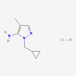 molecular formula C8H14ClN3 B1487566 1-(cyclopropylmethyl)-4-methyl-1H-pyrazol-5-amine hydrochloride CAS No. 1221723-28-9