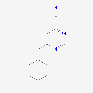 molecular formula C12H15N3 B14875889 6-(Cyclohexylmethyl)pyrimidine-4-carbonitrile 