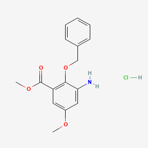 molecular formula C16H18ClNO4 B1487605 Methyl 3-amino-2-(benzyloxy)-5-methoxybenzoate hydrochloride CAS No. 1221792-96-6