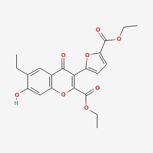 molecular formula C21H20O8 B14876475 ethyl 3-[5-(ethoxycarbonyl)furan-2-yl]-6-ethyl-7-hydroxy-4-oxo-4H-chromene-2-carboxylate 